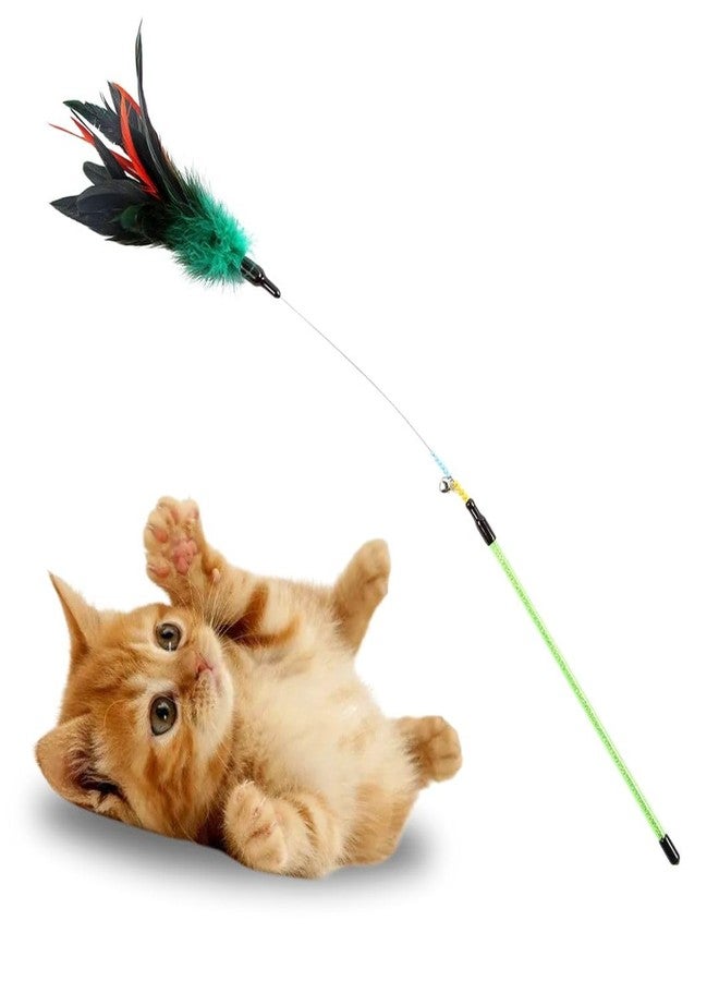 PET FUN عصا مداعبة القطط التفاعلية من بيت فن | مجموعة ألعاب عصا الريش الممتعة للقطط الصغيرة والكبيرة، عصا لعب مداعبة القطط مع جرس للتمرين واللعب الممتع في الأماكن المغلقة (عبوة من قطعة واحدة) - Image 1